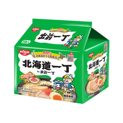 Demae Iccho 5-Pack Hokkaido Wheat Flour Tonkotsu Flavour