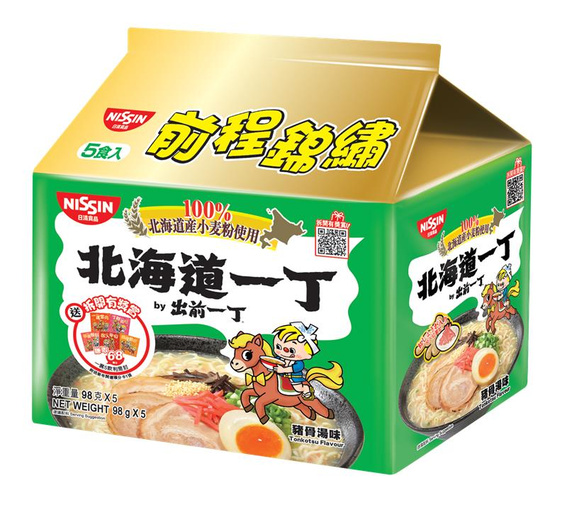 出前一丁5包裝新春版 北海道小麥粉豬骨湯味