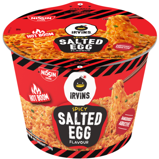 Nissin Irvins Hot Boom Salted Egg Flavour Stir Instant Noodle (Bowl Type)