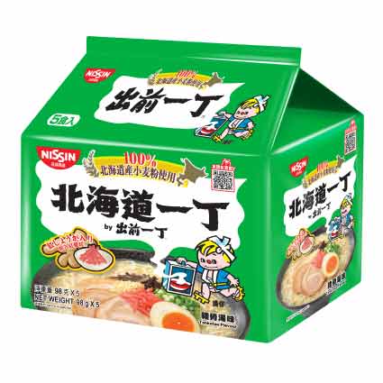 出前一丁 五包裝 北海道小麥粉豬骨湯味